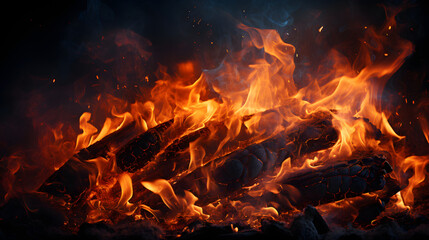 Burning coals from a fire abstract background
