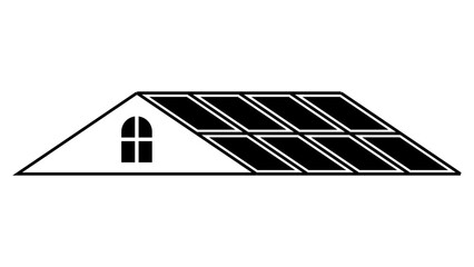 Residential building roof with solar panels, green electricity, solar station - obrazy, fototapety, plakaty