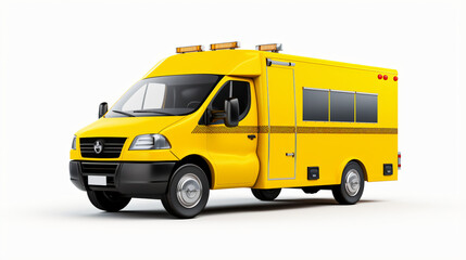 Yellow ambulance isolated on white background