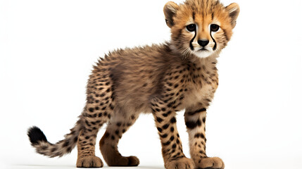 Cheetah cub on white background