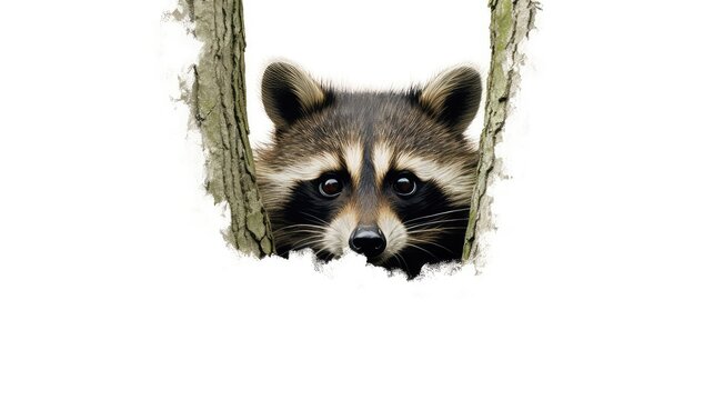 Curious racoon photo realistic illustration - Generative AI.