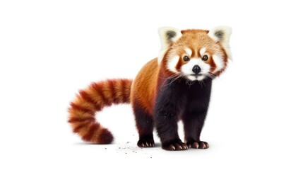 Obraz premium Curious red panda photo realistic illustration - Generative AI.