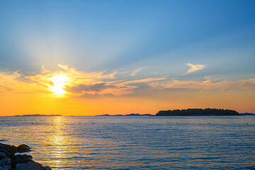 Bright sunset on the sea.