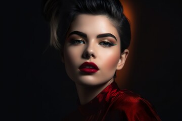 Fashionable portrait of beautiful woman with artistic makeup