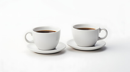 Coffee cups on white background