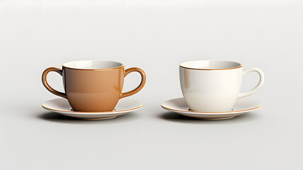 Fototapeta premium Coffee cups on white background