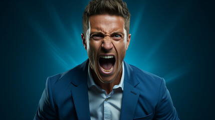 Portrait of angry man shouting.