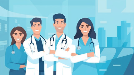 Medical staff people group. Team of doctor and nurse in hospital. Healthcare and medicine concept, Banner for website Ai