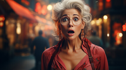 Fototapeta premium Elderly surprised human.