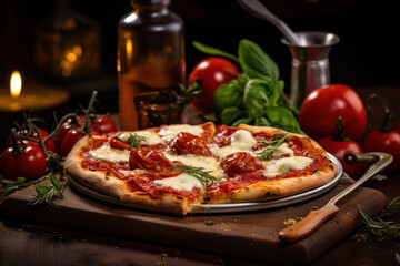 pizza with tomato and basil