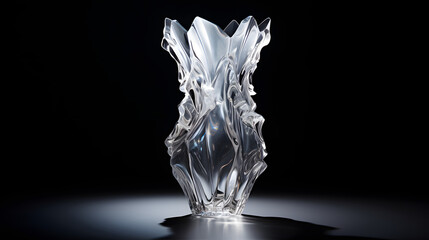 Crystal vase on black background