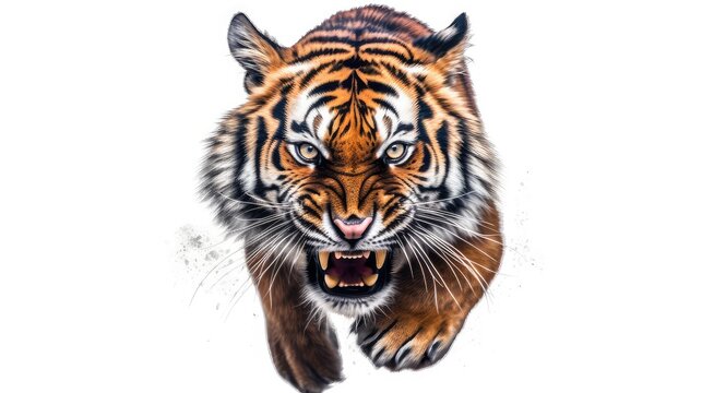 Fierce tiger photo realistic illustration - Generative AI.