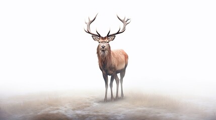 Deer standing realistic illustration - Generative AI.