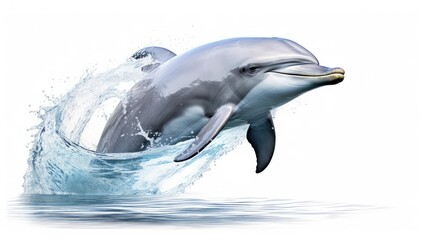 Graceful dolphin photo realistic illustration - Generative AI.