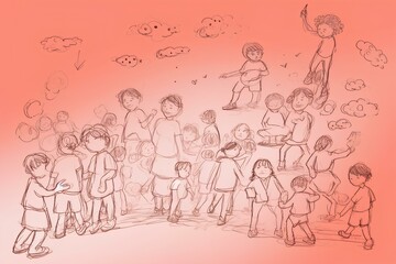 Fototapeta na wymiar sketch of a children made by midjeorney