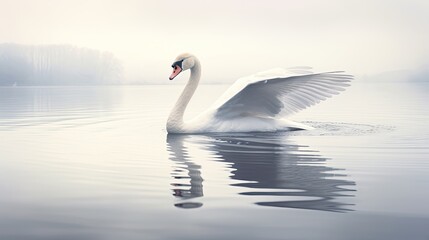 Graceful swan photo realistic illustration - Generative AI.
