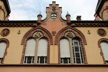 Fototapeta na wymiar neo-gothic mansion (cercle saint-martin) in colmar in alsace (france)