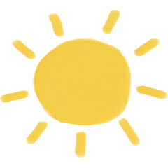 cute sun hand drawn in oil painting style