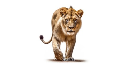 Obraz premium Majestic African lioness photo realistic illustration - Generative AI.