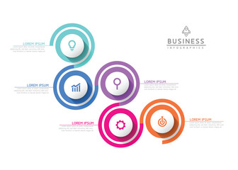Vector infographic business presentation template with circular interconnection with 5 options.