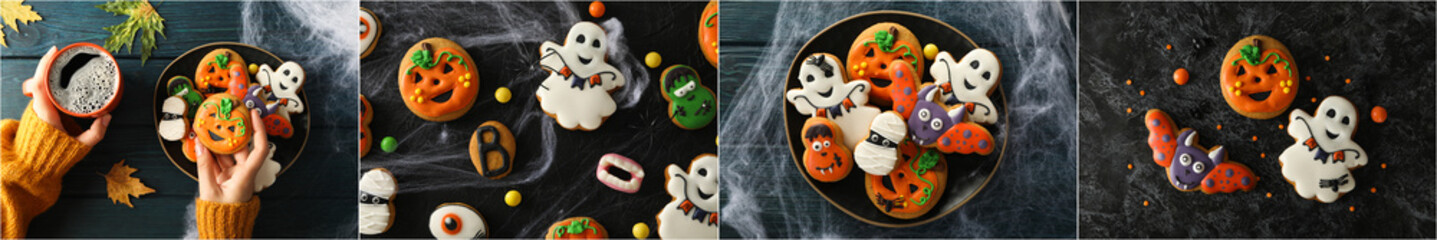 Collage of photos for Halloween accessories concept