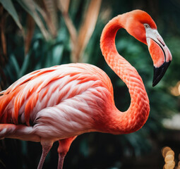 Pink flamingo close-up.