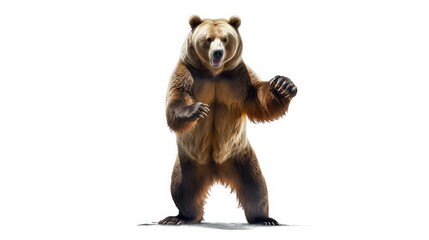 Mighty grizzly bear photo realistic illustration - Generative AI. - obrazy, fototapety, plakaty