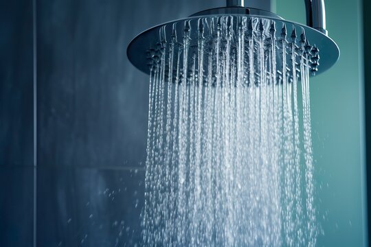 Aqua Elegance: Close-Up of Flowing Shower