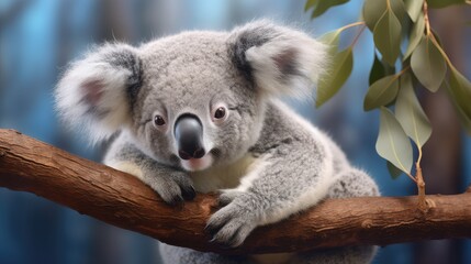 Fototapeta premium Pensive koala photo realistic illustration - Generative AI.