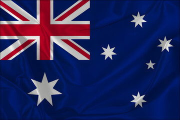 Waving silk flag of Australia. National Flag background, Patriotic Country Flag.