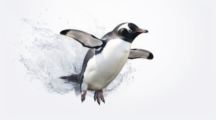 Obraz premium Playful penguin photo realistic illustration - Generative AI.
