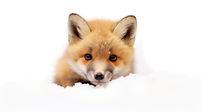 Playful red fox cub photo realistic illustration - Generative AI.