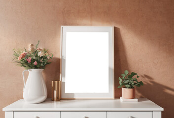 Blank Canvas: Minimalist White Frame on a Vanity
