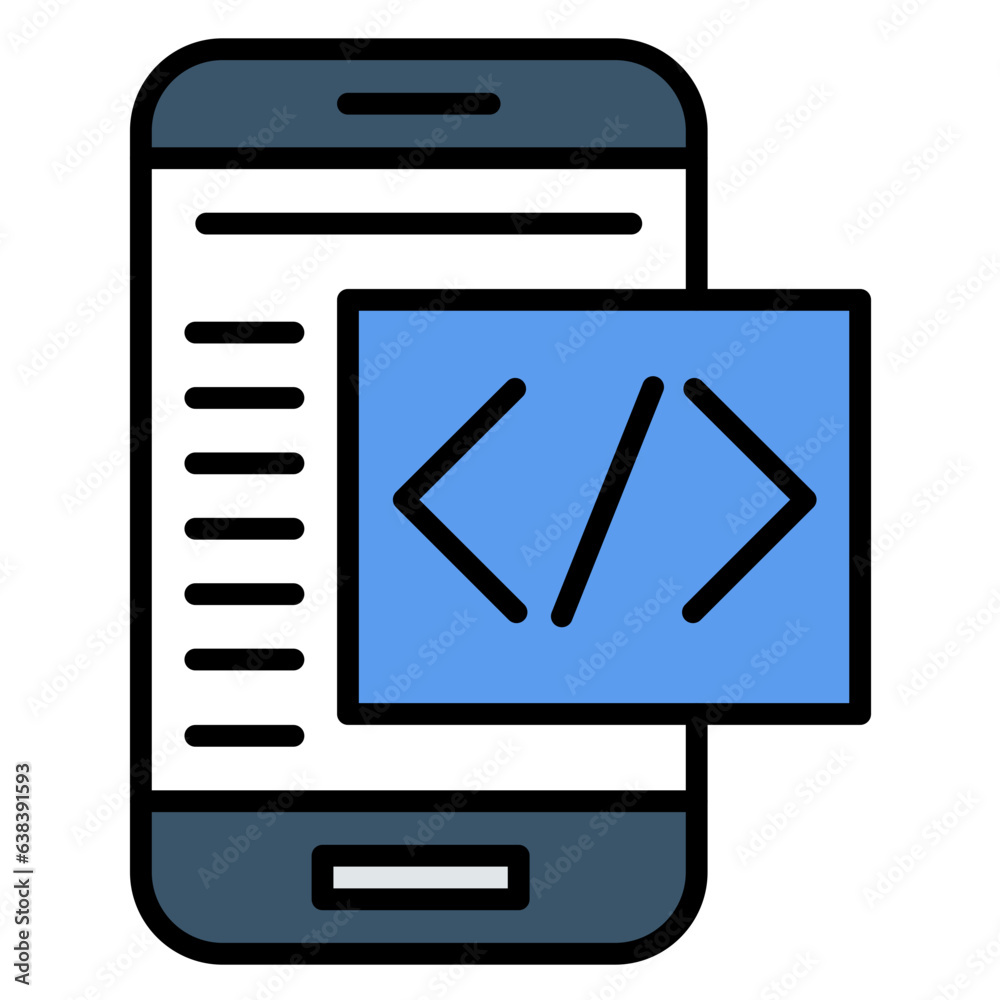 Wall mural mobile coding icon