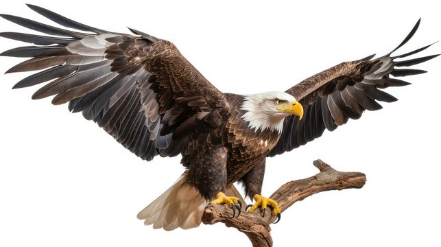 Regal bald eagle photo realistic illustration - Generative AI.