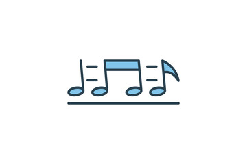 Musical Note Icon. Icon related to multimedia and entertainment. suitable for web site design, app, user interfaces. flat line icon style. Simple vector design editable