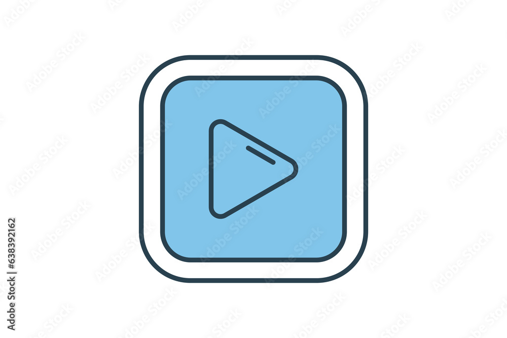 Poster play button icon. icon related to multimedia and entertainment. suitable for web site design, app, u