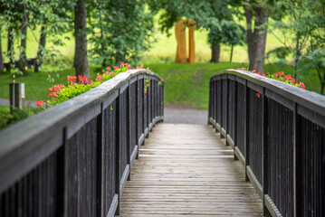 Walking bridge over river