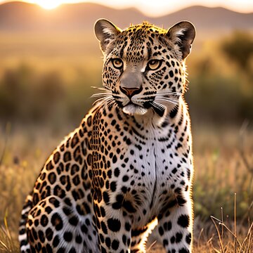 African leopard female pose in beautiful evening light © Leon Rahman