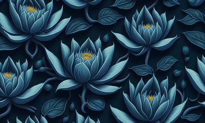Abstract floral background, Flowers dark theme, Generative AI