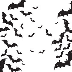 Black Bat Silhouettes pattern, Halloween bat background, Vector Illustration Halloween, SVG