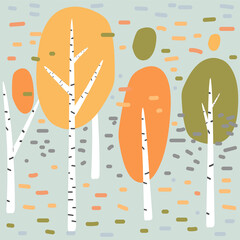 Vector seamless pattern, birches in the forest. Vector illustration - 638395718