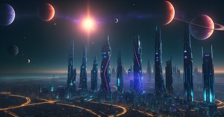 panorama of the city of the future, AI generation
