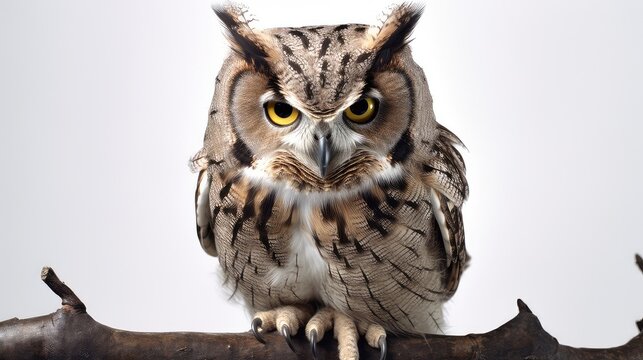 Wise owl photo realistic illustration - Generative AI.