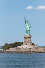 Statue of Liberty, New York, USA, sunny day, copy space