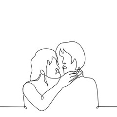 woman strangling another woman - one line art vector. concept attack from envy or jealousy, sisters quarrel, aggressive woman attacks