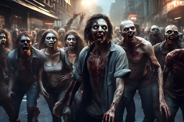 Zombie horde. Zombie apocalypse scene. Generative Ai - 638398708