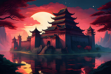 Obraz premium Scene of Asia style Castle