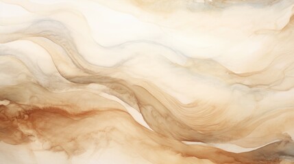 Obraz premium Brown beige&nbsp;soft color gradient watercolor wave abstract background. Wavy elegant modern template design. AI Illustration for cosmetics nature concept, backdrop, textile, banner.