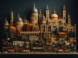 Obraz premium Madrid city scenery, concept of buildings, objects and infrastructure in the city. Generative AI